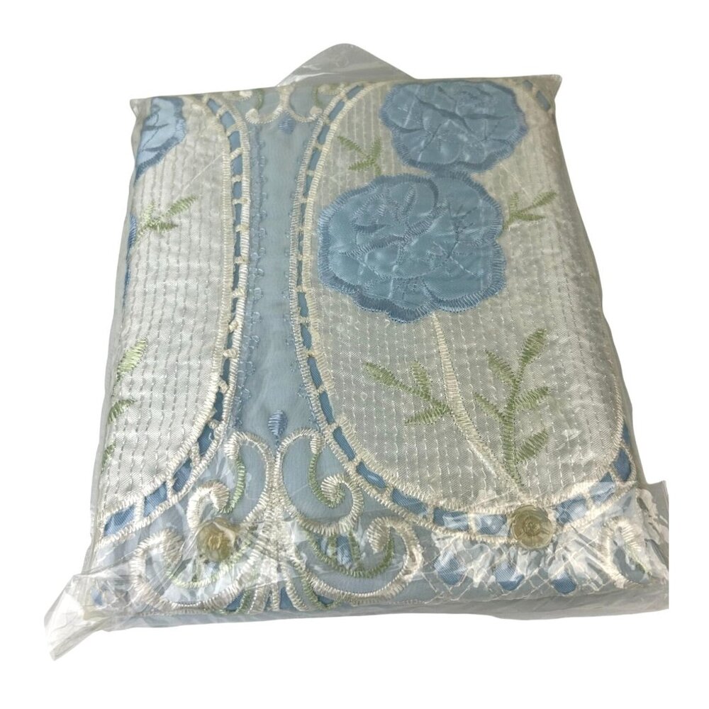 VTG Curtains Regal Home Collections "LINDA" 60x84 Blue Lace Rose Satin READ